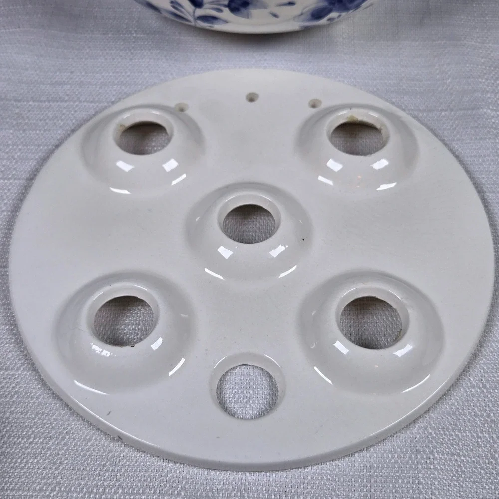 Lillian Vernon Japanese Hand Painted Blue & White Egg Bowl OR Bulb Planter